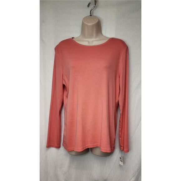 Talbots Round Neck Long Sleeve Pink Sweater Blouse Size LP - Picture 2 of 5